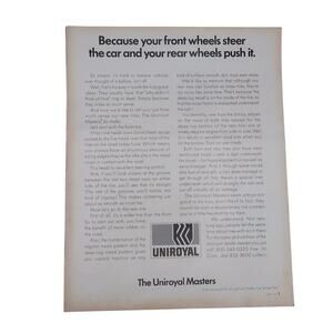 Uniroyal Masters Tire Magazine Advertisement 1969 B&W Vintage Automobilia